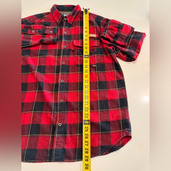 Columbia Shirt Mens Size Med Red Plaid Flannel PHG Performance Hunting Outdoors - Picture 10 of 10